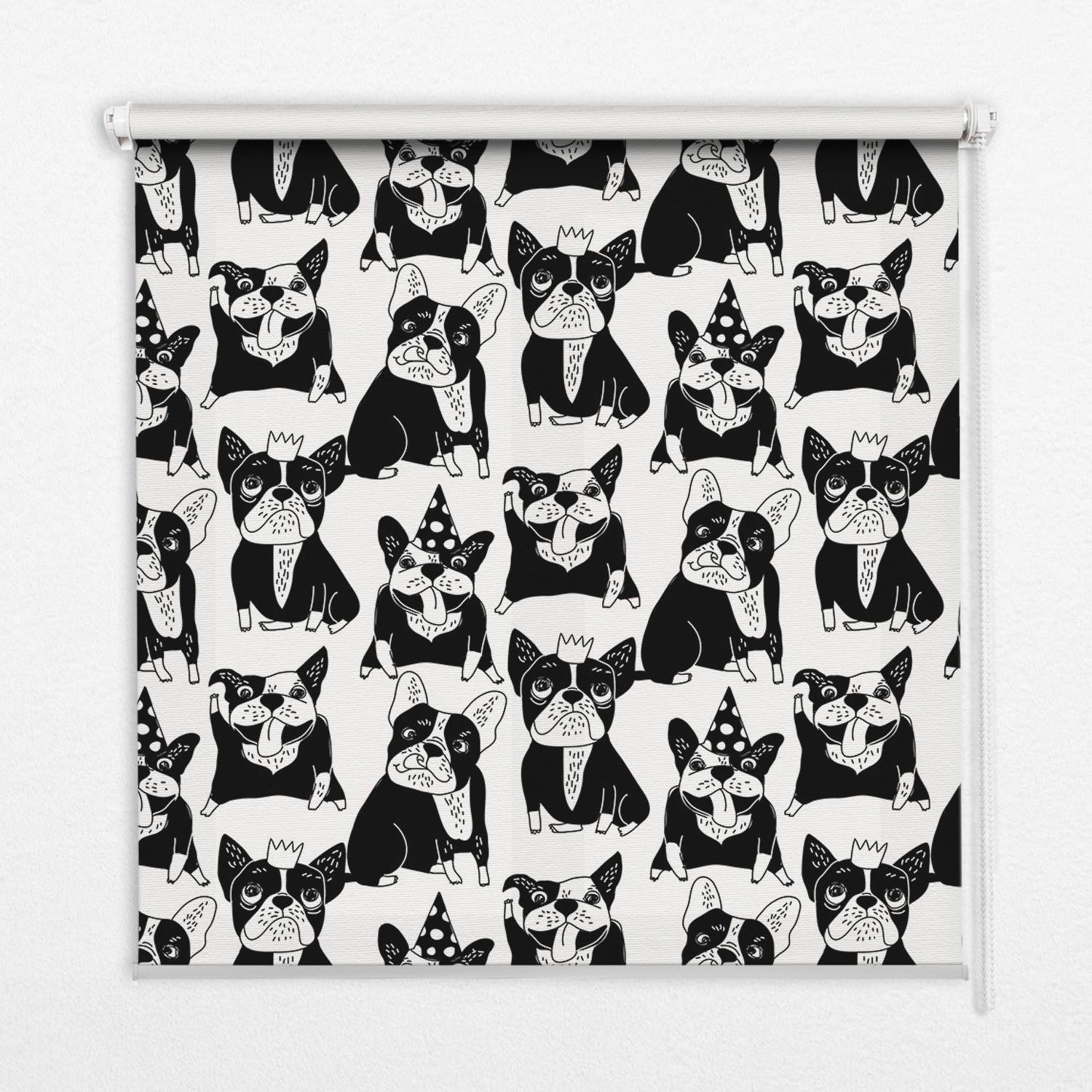 INNENROLLO - Fensterrollo - Rollo - 60x40 cm - Gezeichnete Hunde - Schwarz, Kunststoff (60/140/0.5cm) - TULUP
