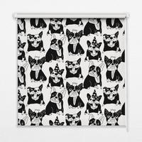 INNENROLLO - Fensterrollo - Rollo - 140x140 cm - Gezeichnete Hunde - Schwarz, Kunststoff (140/140/0.5cm) - TULUP