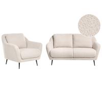 SOFA-SET 3-Sitzer Bouclé Beige Eiby - Beige/Schwarz, Textil (148/80/91cm) - Beliani