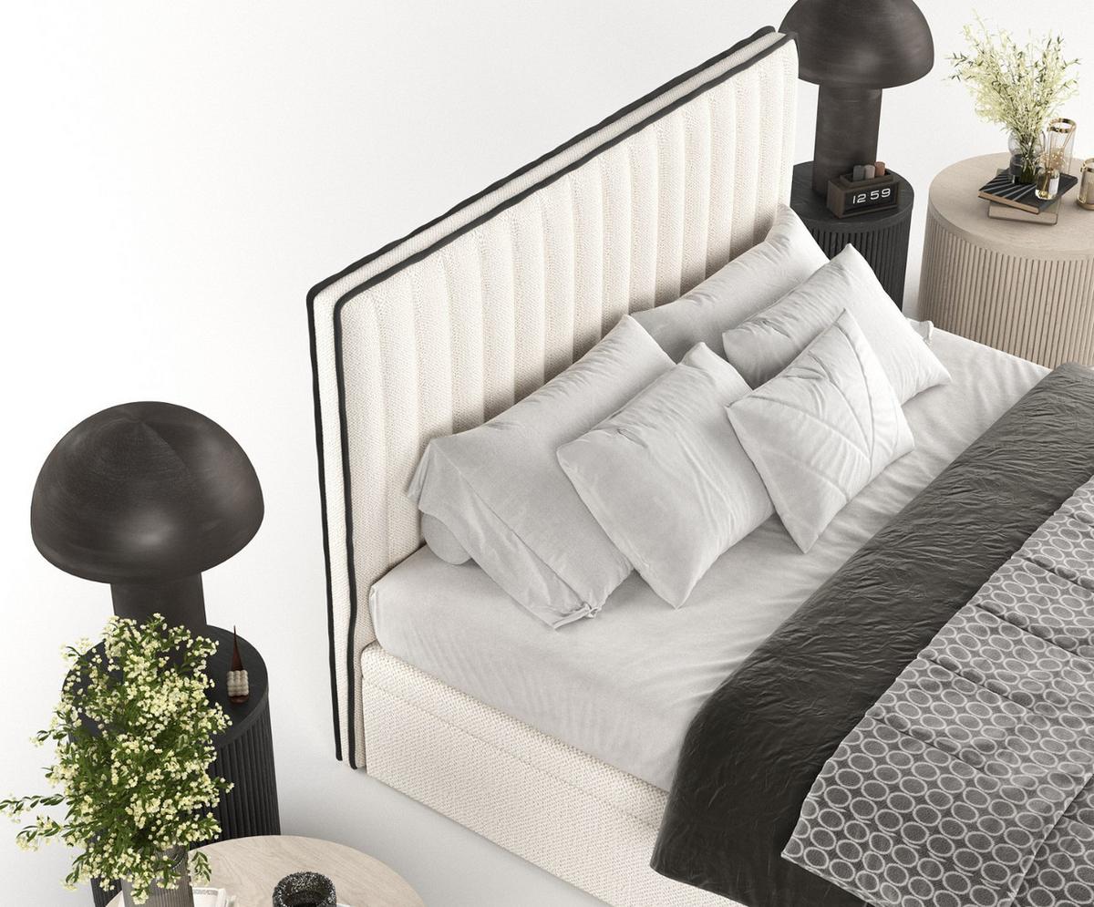 POLSTERBETT Keva mit Stauraum 120/200 cm Creme im Alta Stoff - Creme/Schwarz, Holz/Holzwerkstoff (120/200cm) - AltaBeds
