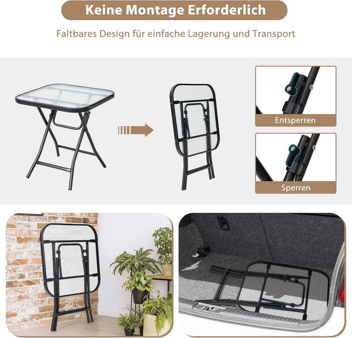 BISTROTISCH Kleiner Schwarz - Schwarz, Metall (47/47/48cm) - COSTWAY