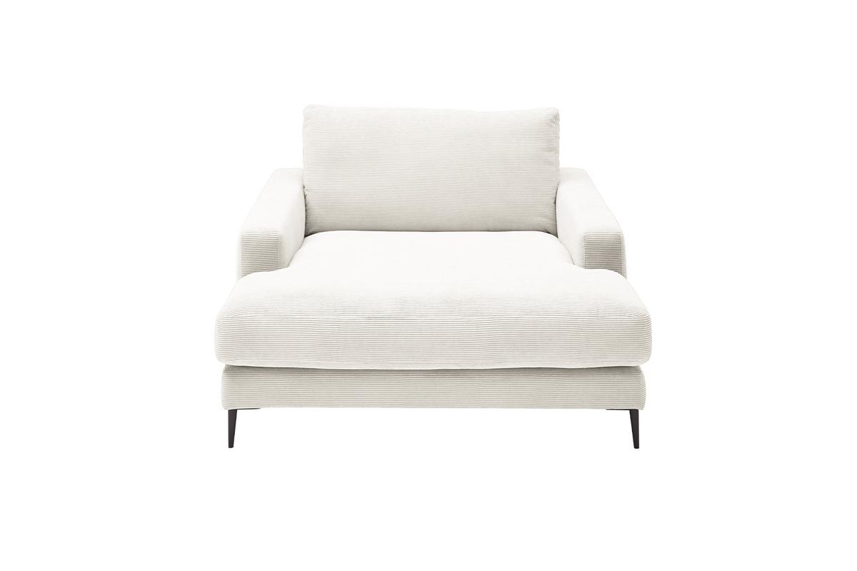 LONGSEAT CARA Weiß Cord - Schwarz/Weiß, Textil/Metall (132/84/170cm) - KAWOLA