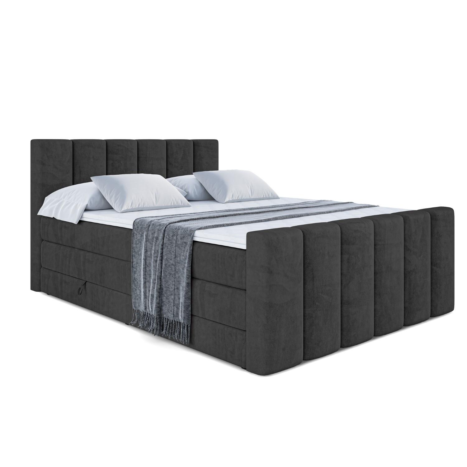 BOXSPRINGBETT BOXI1-Z KING - 180x200 - H3/H4 - Schwarz - Schwarz, Holzwerkstoff (180/200cm) - ALTDECOR