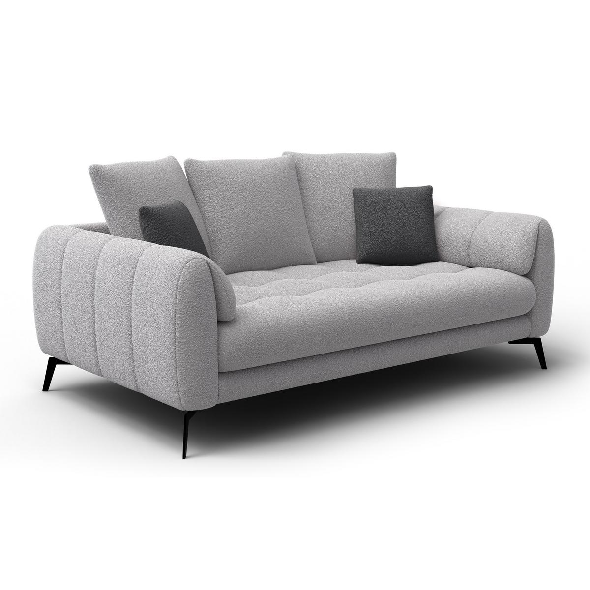 SOFA CALME 2,5-Sitzer, hellgrau - Hellgrau/Schwarz, Holz/Textil (199/92/108cm) - Wozimo