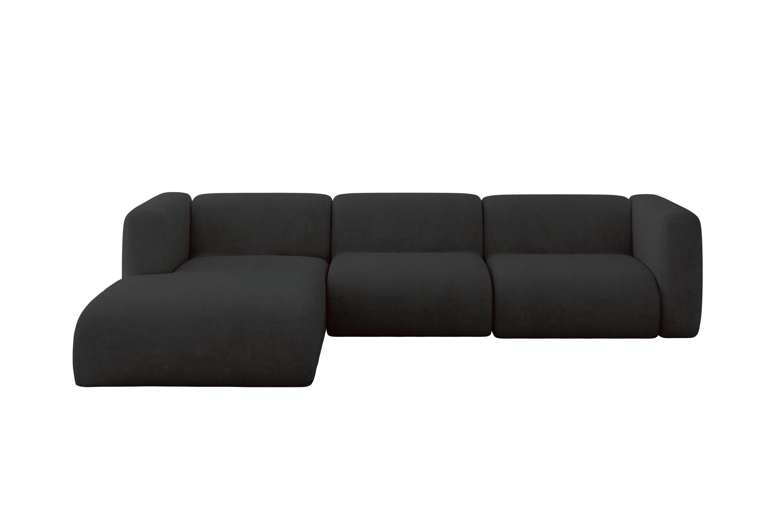 ECKSOFA Ottomane Links MIRA-L2 318x179x89 Schwarz Velours - Anthrazit/Schwarz, Holzwerkstoff/Kunststoff (318/179cm) - ALTDECOR