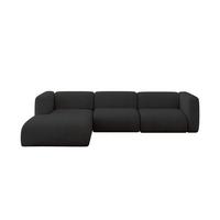 ECKSOFA Ottomane Links MIRA-L2 318x179x89 Schwarz Velours - Anthrazit/Schwarz, Holzwerkstoff/Kunststoff (318/179cm) - ALTDECOR