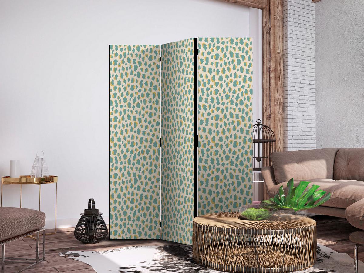 PARAVENT Einseitig Bedruckter 3-tlg 135x172 cm T rkise Punkte - Multicolor, Holz/Textil (135/172/3cm) - Muralo