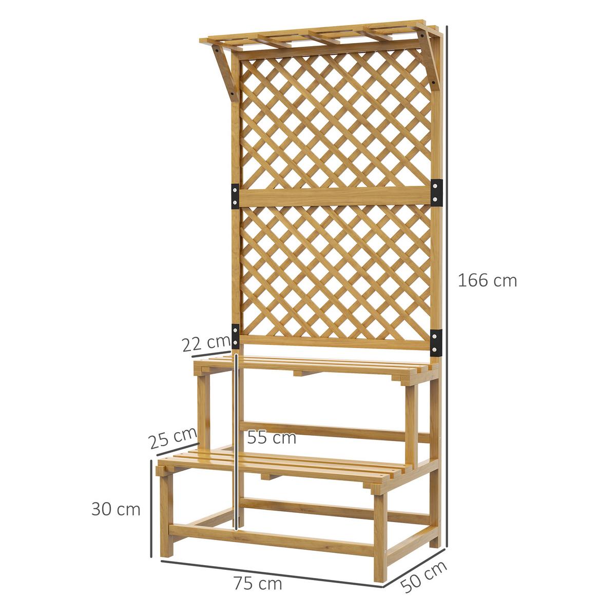 PFLANZENTREPPE Tannenholz Gelb - Gelb, Holz (50/166/75cm) - Outsunny