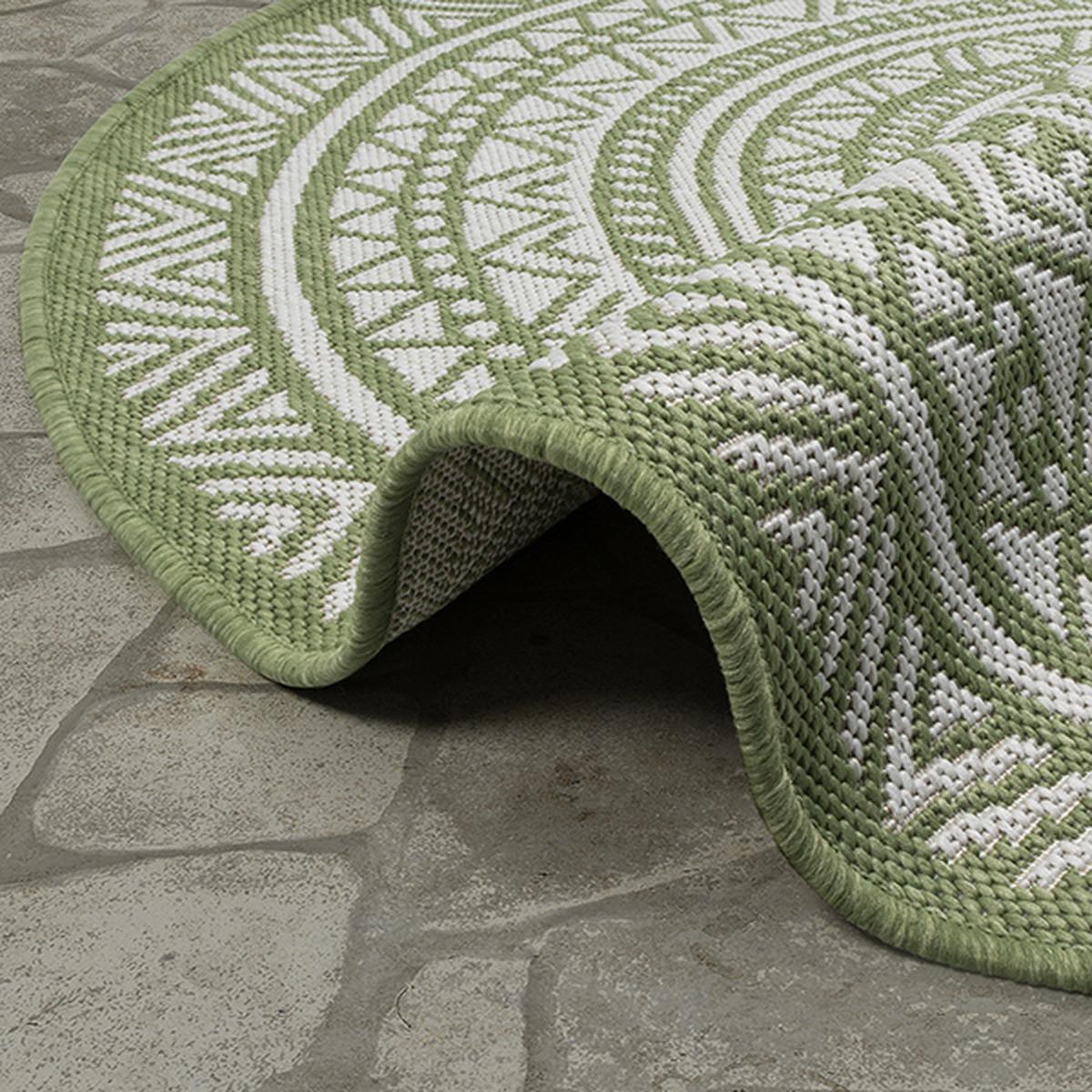 RUNDTEPPICH Orientalisch BORNO Polypropylen Grün 160 x 160 cm - Grün, Textil (160/160cm) - KADIMA DESIGN