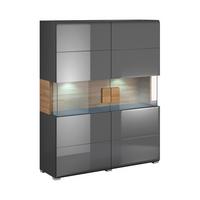 GESCHIRRSCHRANK Jules Grau und Holz - Grau, Holzwerkstoff (122/152/39cm) - Petits-meubles