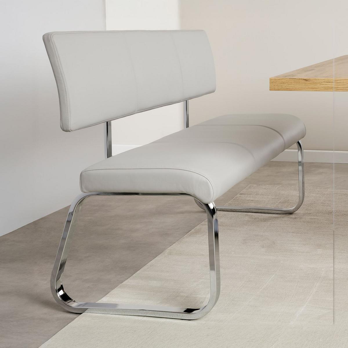 ESSZIMMERBANK VILAS hellgrau - Hellgrau, Textil/Metall (136/89/59cm) - IDIMEX