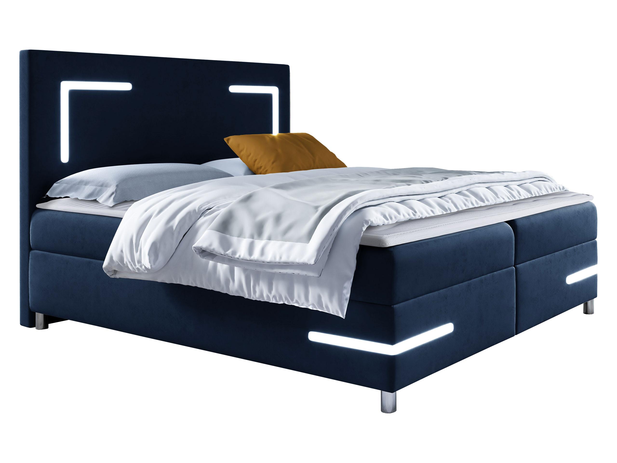 BOXBETT Delos LED - H3 - Dunkelblau, Holz (160/200cm) - MIRJAN24