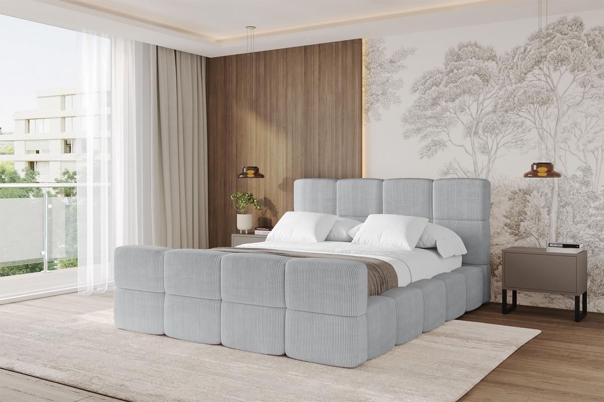 POLSTERBETT mit Bettkasten und Lattenrost, Bett mit Matratze H3/H4, Kopfteil, Boxbett, Doppelbett mit Stauraum - NATA-Z 120x200 Grau - Graphitfarben, Holzwerkstoff/Textil (120/200cm) - ALTDECOR