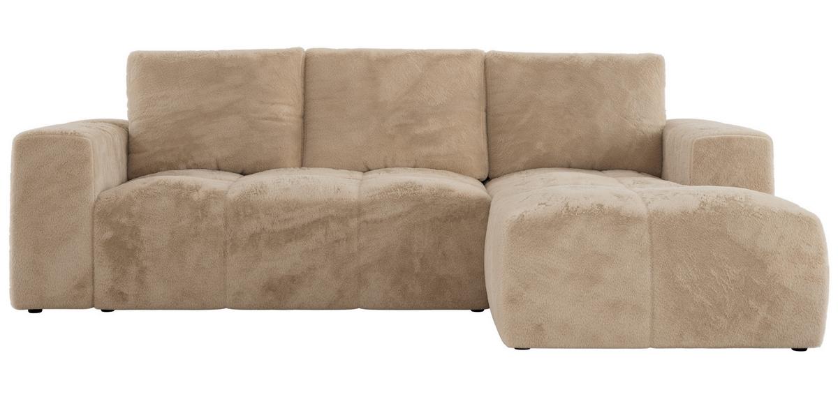 ECKSOFA MONIVA Beige Plüsch - Rechts - Beige/Schwarz, Textil (266/164cm) - MKS