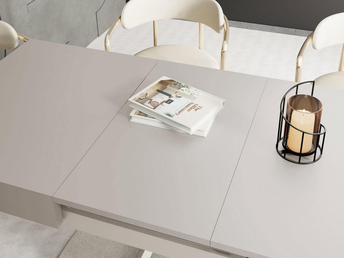 COUCHTISCH Cavetta U höhenverstellbar ausziehbar, Kaschmir Beige 120-200/80/27-76 cm - Kaschmir/Beige, Holzwerkstoff/Metall (80/200/76cm) - WFL GROUP