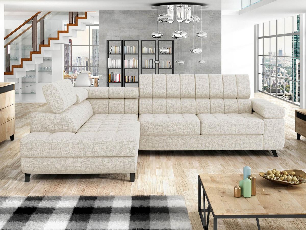 ECKSOFA Nord, Seite: Links - Creme/Schwarz, Holz/Textil (264/203cm) - MIRJAN24