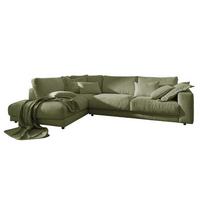 ECKSOFA MADELINE Grün Cord - Schwarz/Olivgrün, Kunststoff/Textil (325/224cm) - KAWOLA