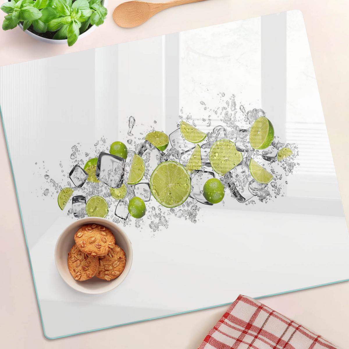 GLASPLATTE 60x52 cm Eiswürfel mit Limettengeschmack - Grün, Glas (60/0.4/52cm) - TULUP