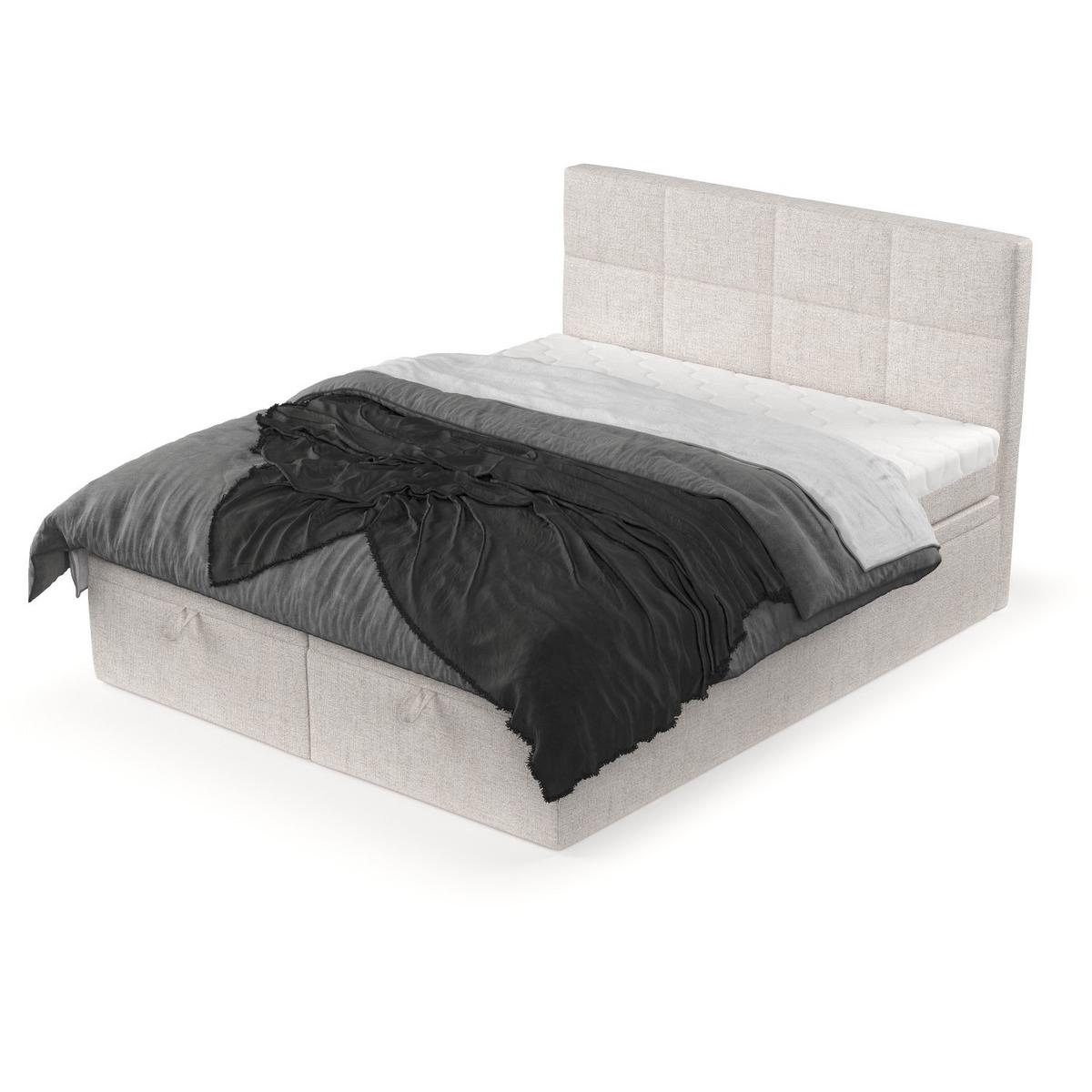 BOXBETT Tessa 180/200 cm Hellbeige im Neve Stoff - Sandfarben/Schwarz, Holz/Holzwerkstoff (180/200cm) - AltaBeds