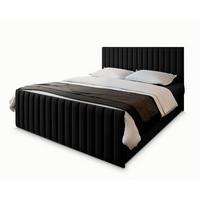 BOXBETT ARION 140x200 cm mit Matratze und Topper, H2+H3 - Schwarz - Schwarz, Holz (140/200cm) - MASSENO