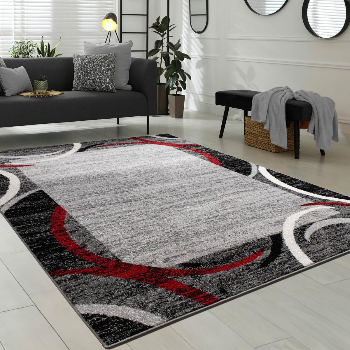 KURZFLORTEPPICH, abstrakt, Rot, 120 x 170 cm - Rot, Textil (170/120cm) - KADIMA DESIGN