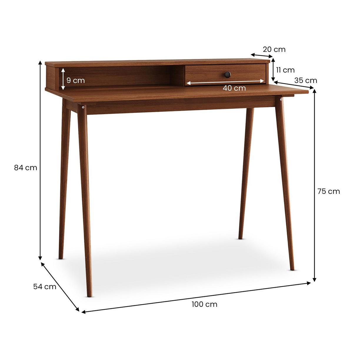 SCHREIBTISCH MALINA - Kastanienfarben, Holz (54/100/86cm) - IDIMEX