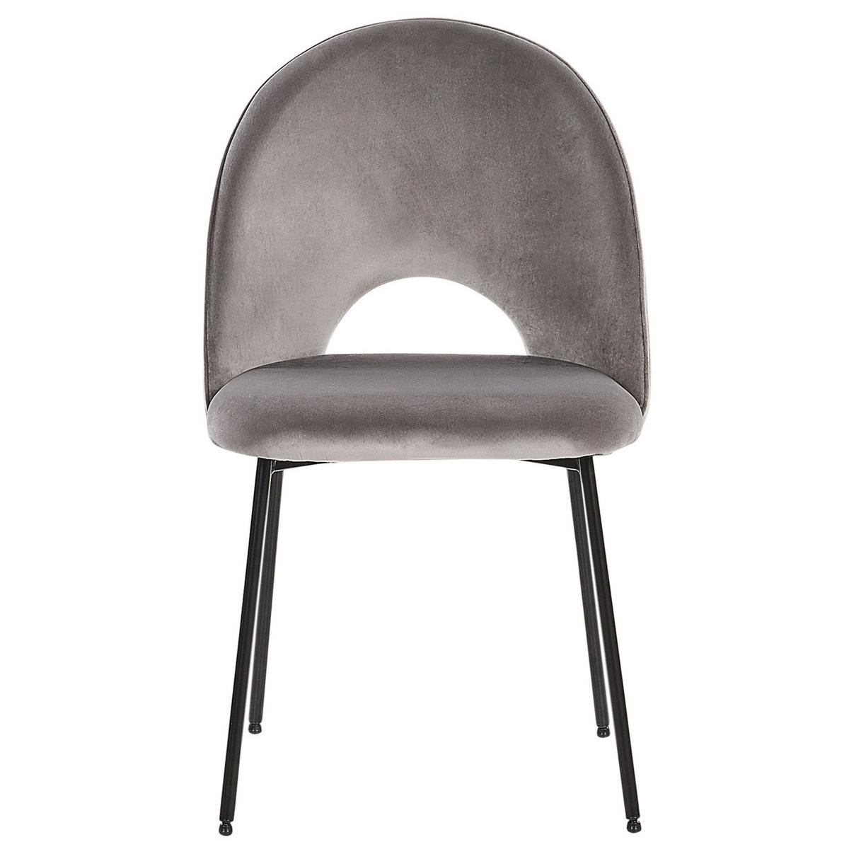 ESSZIMMERSTUHL 2er-Set Samtstoff Grau Covelo - Grau, Textil/Metall (46/84/45cm) - Beliani