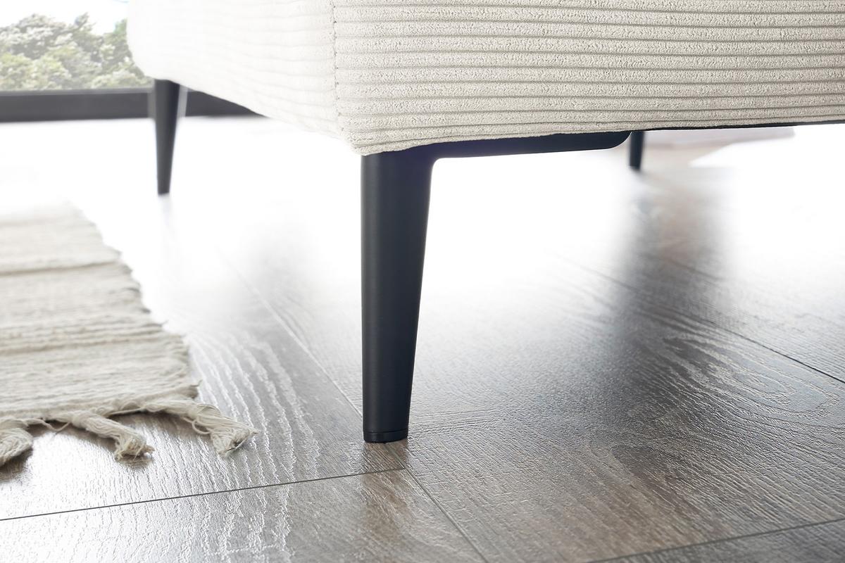 LONGSEAT CARA Weiß Cord - Schwarz/Weiß, Textil/Metall (132/84/170cm) - KAWOLA