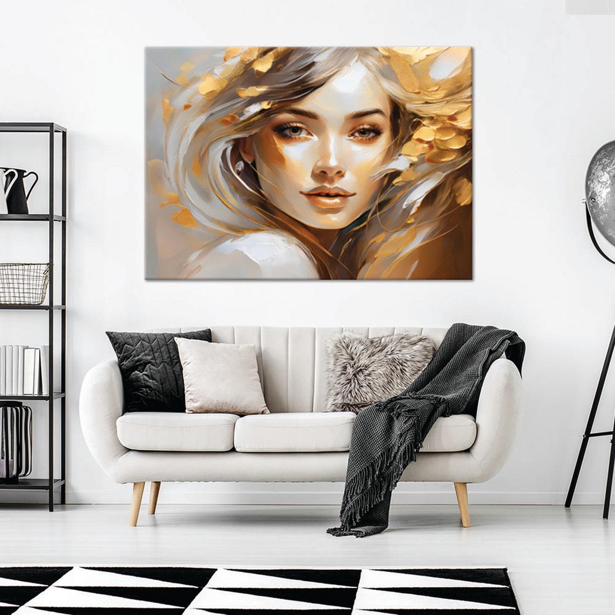 WANDBILD frau glamour acryl - Beige, Textil (60/40cm) - Feeby