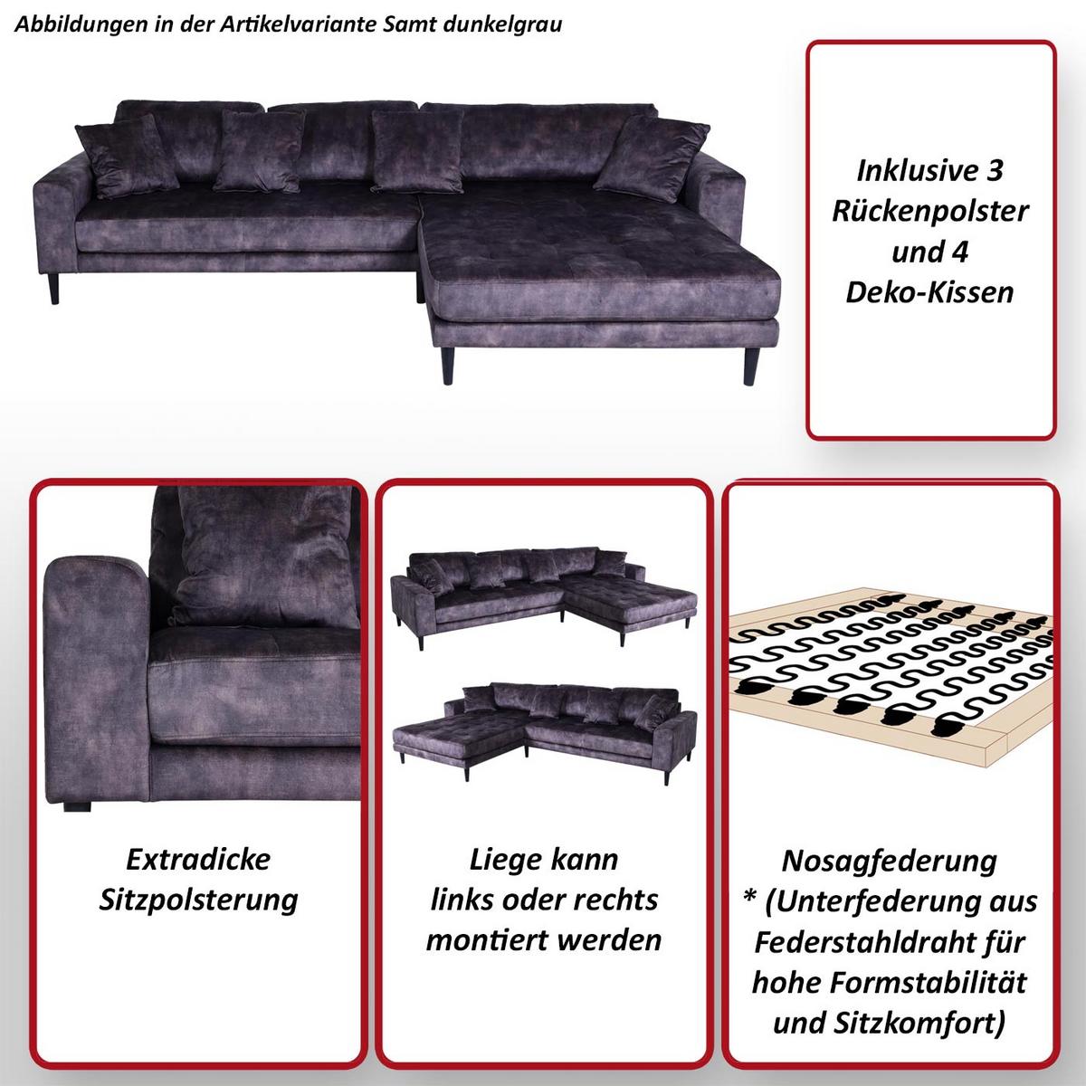 ECKSOFA Blau - Blau, Textil (295/178cm) - MCW