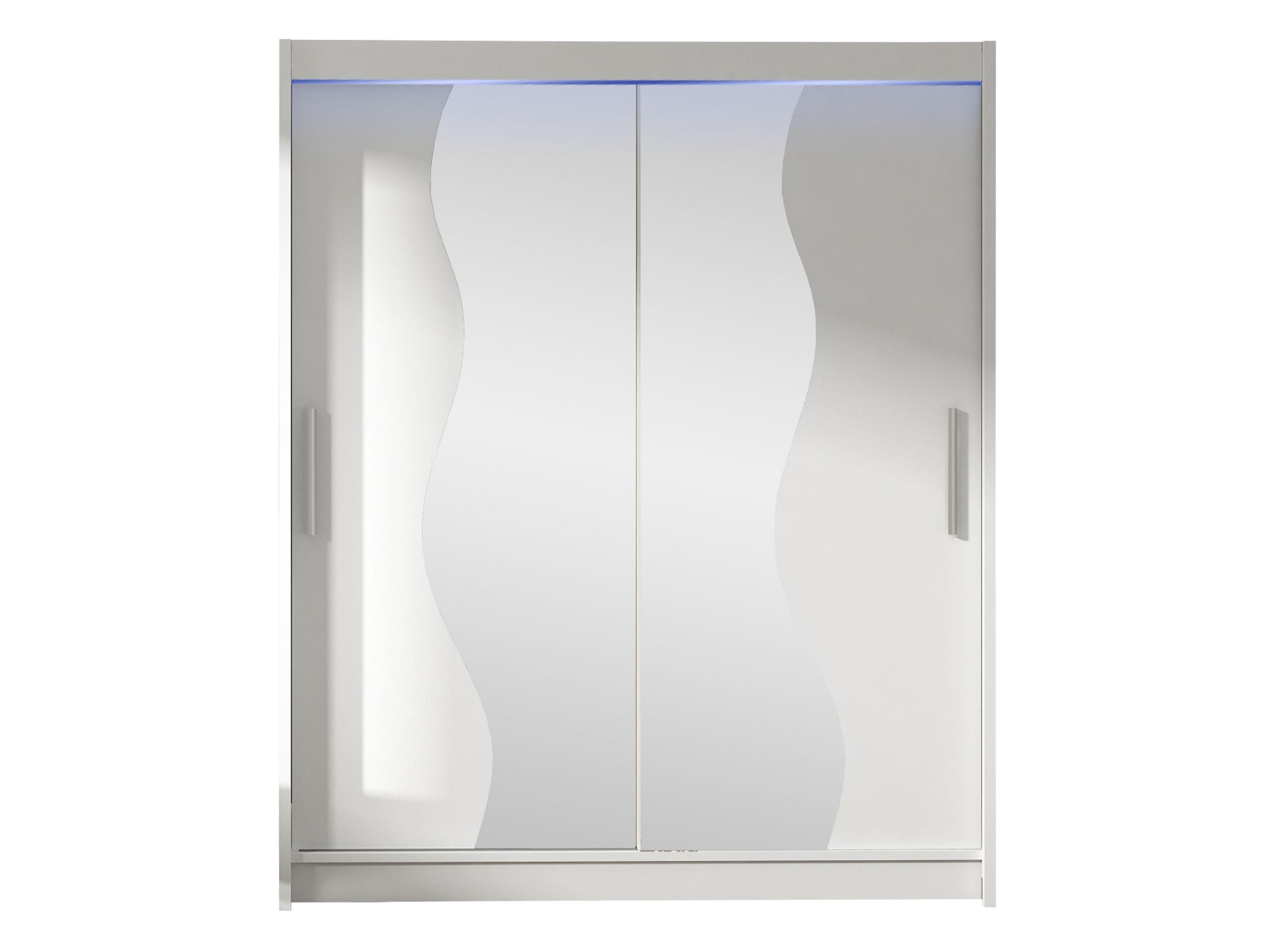 SCHWEBETÜRENSCHRANK Westa S, mit RGB LED Beleuchtung - Silberfarben/Weiß, Holzwerkstoff/Metall (150/200/58cm) - MIRJAN24