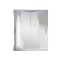 SCHWEBETÜRENSCHRANK Westa S, mit RGB LED Beleuchtung - Silberfarben/Weiß, Holzwerkstoff/Metall (150/200/58cm) - MIRJAN24