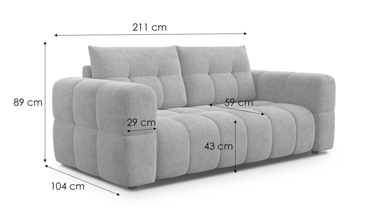 SOFA CLOUDI 2,5-Sitzer, beige - Beige/Schwarz, Holz/Textil (211/89/104cm) - Wozimo