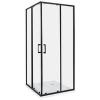 DUSCHKABINE 80/80/185 cm Schwarz Tela - Transparent/Schwarz, Glas (80/80/185cm) - Beliani
