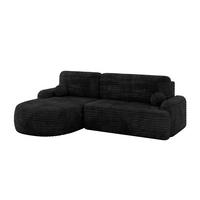 ECKSOFA mit Schlaffunktion und Bettkasten LIRA-L - 264x172x89 Schwarz - Schwarz, Holzwerkstoff/Textil (264/172cm) - ALTDECOR