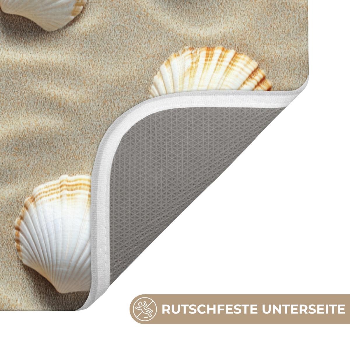 BADEMATTE Muscheln - Sand - Maritim 60x120 cm - Sandfarben, Textil (60/120cm) - OnlyWow