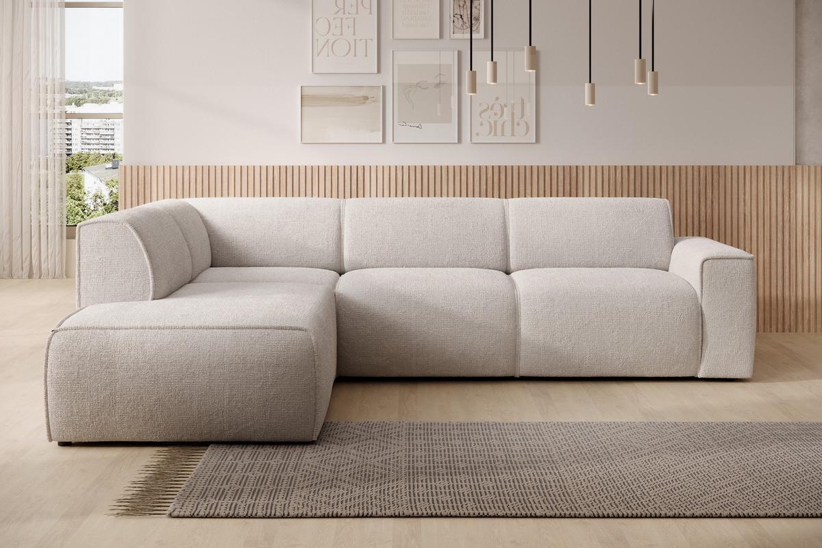 ECKSOFA L Form Didim Creme 292/220/78 cm – großes Sofa stilvoll & bequem L - Creme/Schwarz, Kunststoff/Textil (220/292cm) - AX Living