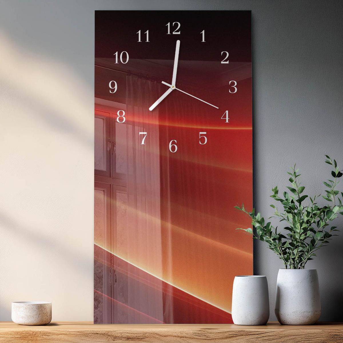 WANDUHR aus Glas 30x60 cm - Abstraktion - Schwarz, Glas (30/60/0.4cm) - TULUP
