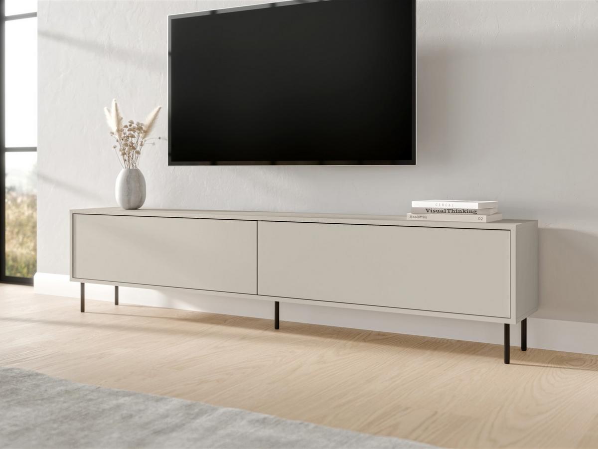 TV-LOWBOARD Masha 200 2D - Kaschmir/Schwarz, Holzwerkstoff/Metall (200/47/30cm) - MIRJAN24
