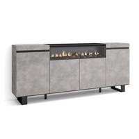 SIDEBOARD Elektrokamin, zementgrau, 200/35/87cm - Grau, Holzwerkstoff (200/87/35cm) - Skraut Home
