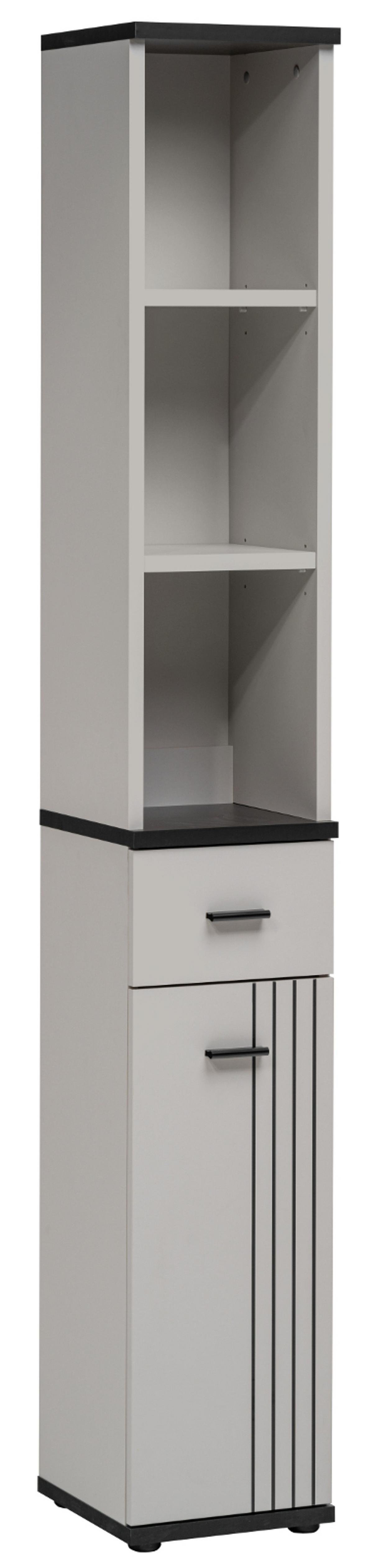 FLURKOMMODE Kaschmir, schwarz 30 cm, Flurschrank mit Regalelement - Kaschmir/Schwarz, Holzwerkstoff/Kunststoff (30/203/32cm) - Inn.Furn