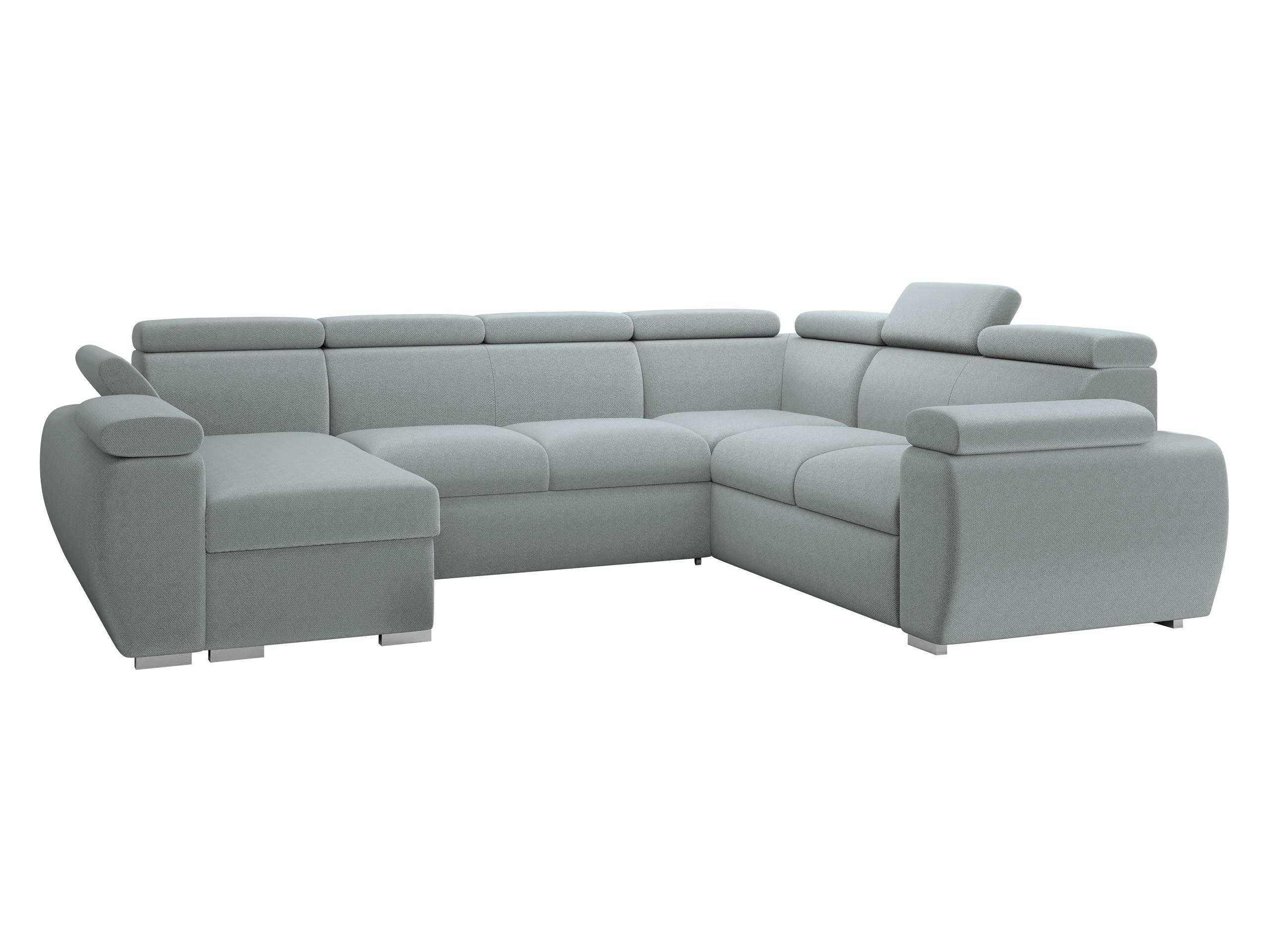WOHNLANDSCHAFT Boston U, Seite: Links - LC+2P+R+2R - Chromfarben/Blaugrau, Holz/Textil (325/98/260cm) - MIRJAN24