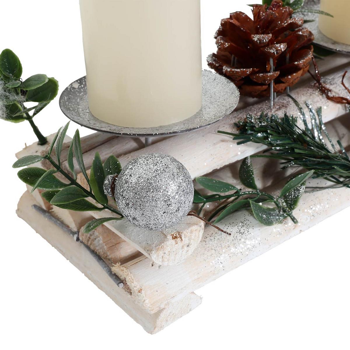 ADVENTSGESTECK MIT KERZEN Weiß - Weiß, Holz (18cm) - MCW