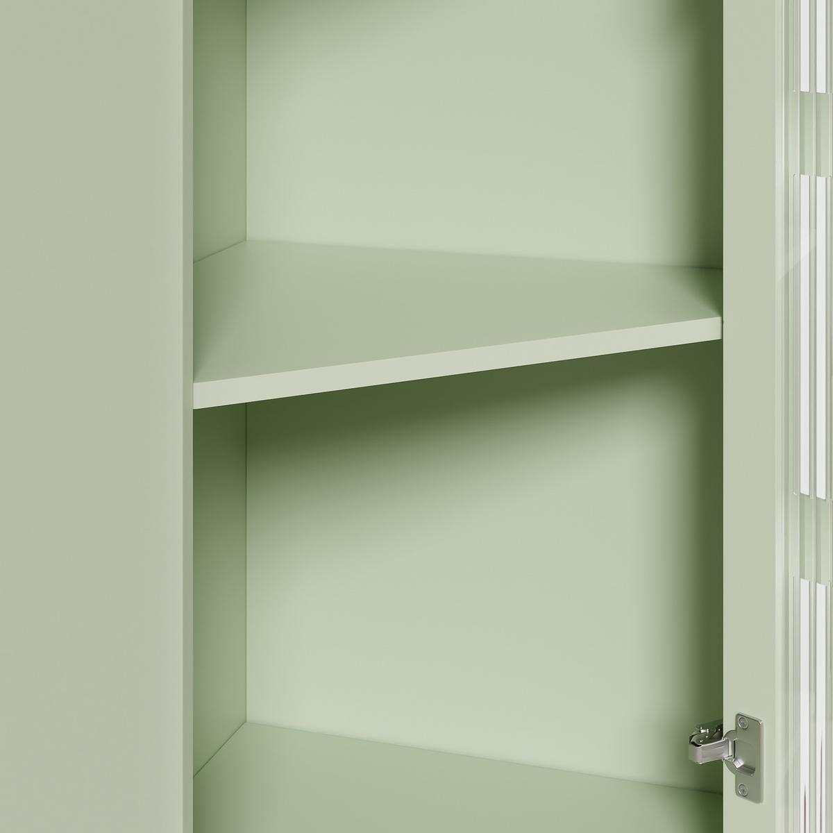 ECKSCHRANK in Grün lackiert mit App-gesteuerter LED & Glasvitrine - Mintgrün, Holzwerkstoff (63/124/45cm) - Urban Meuble