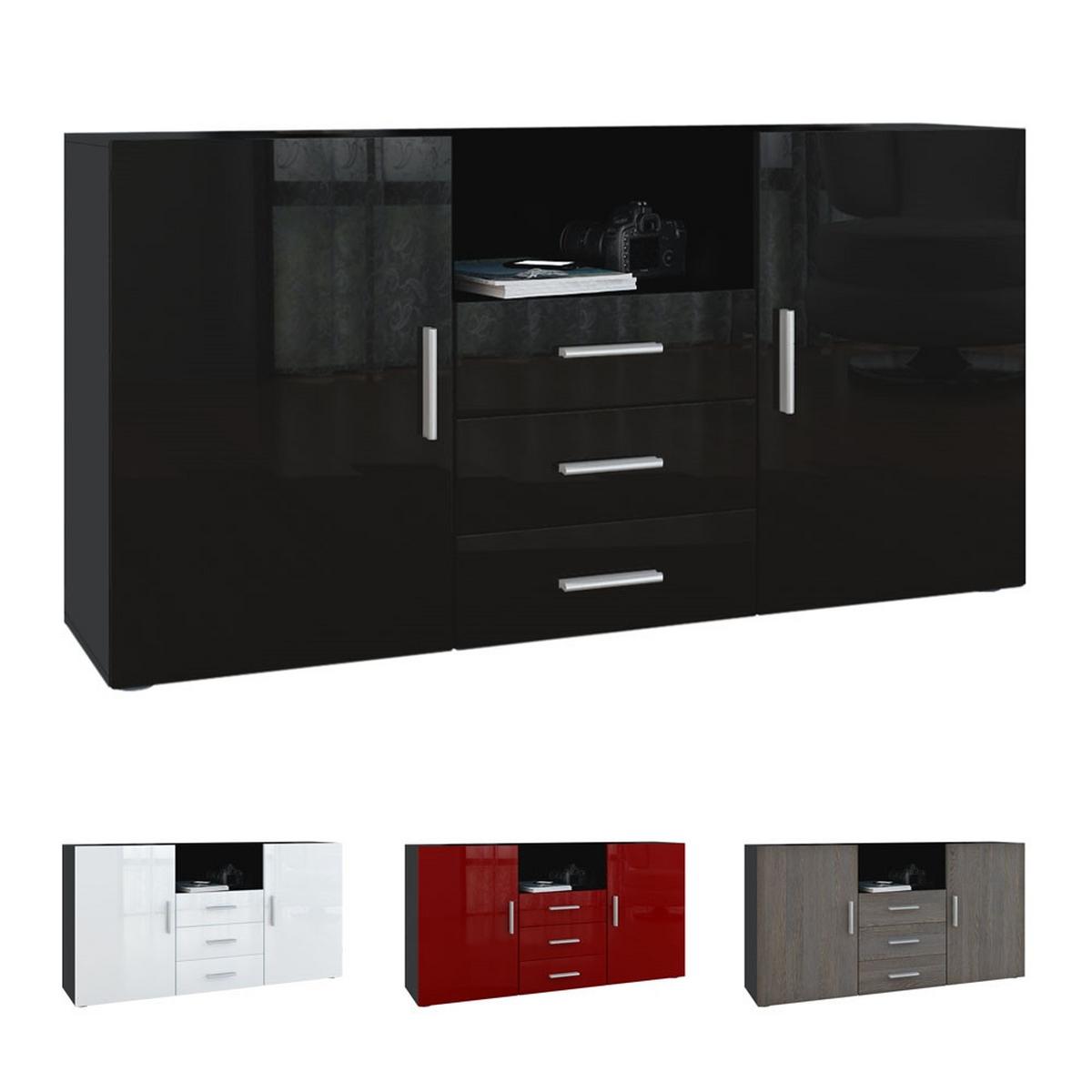 SIDEBOARD Skadu Front in Brombeer Hochglanz - Brombeere, Holzwerkstoff (138.5/71.5/35cm) - Vladon