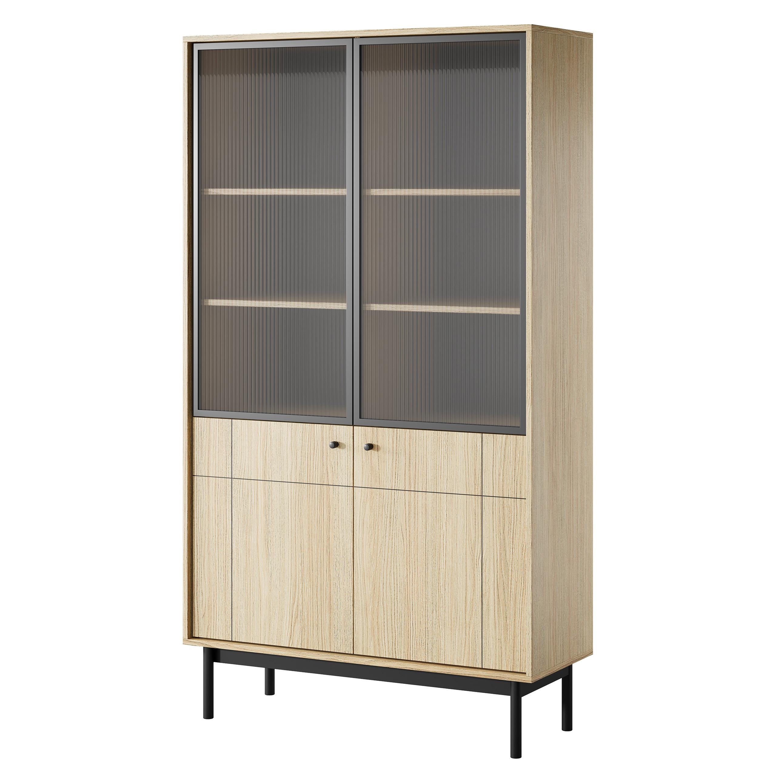 VITRINE GIAPPONESE 184,6 / 103,4 cm in Eichefarben - Eichefarben, Holzwerkstoff (103.4/184.6/39cm) - MASSENO