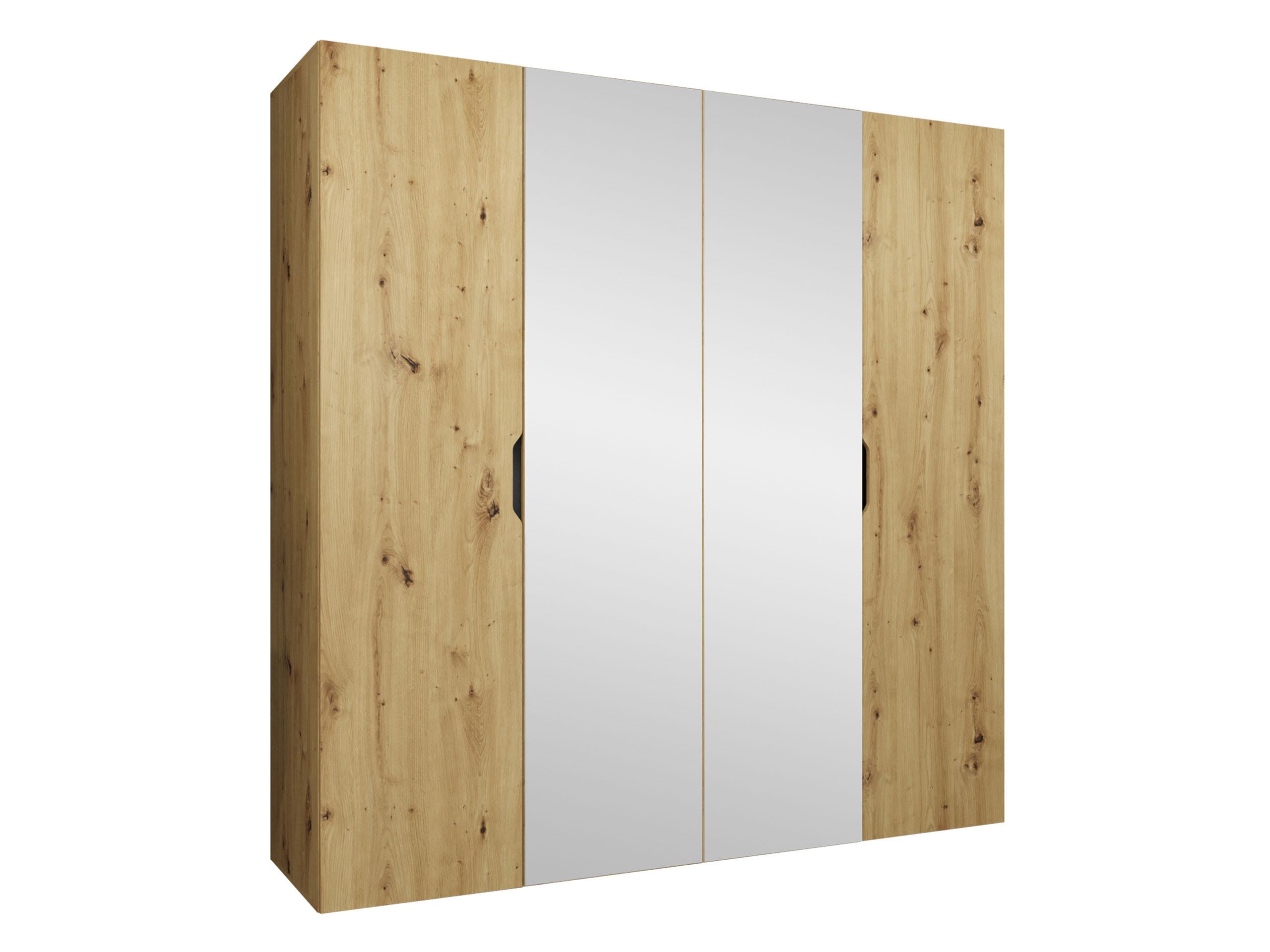 DREHTÜRENSCHRANK Malaga 200 mit Frontspiegel - Eiche Artisan, Holzwerkstoff (200/202/52cm) - MIRJAN24