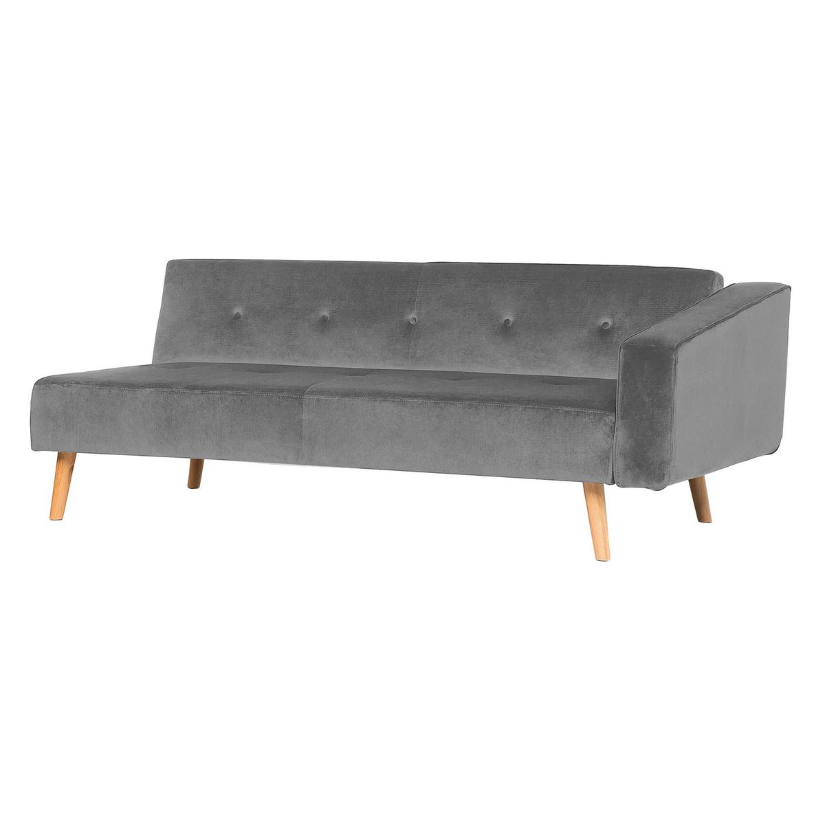 ECKSOFA Samtstoff Grau Vadso - Grau, Textil (303/98cm) - Beliani