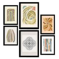 POSTER Set Mit 6 Drucken Von Linien In Der Sammlung Von Ethnischenen Ästhetische Dekorative Rahmen Für Zuhause Wandkunstdruck A3 & A4 Schwarzer Rahmen - Schwarz, Papier (29/3cm) - Nacnic