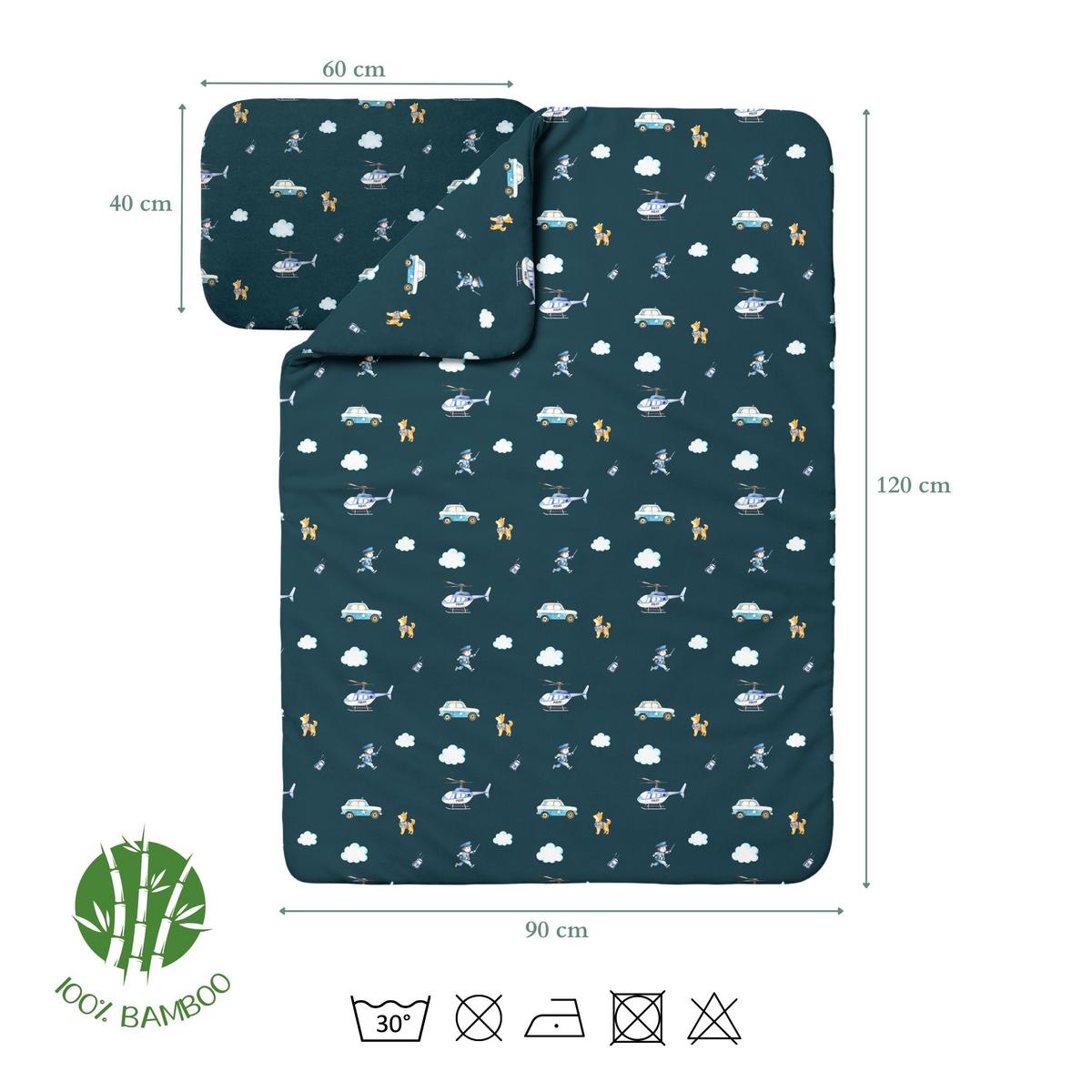 BABY Bambus-Bettwäsche Polizei - Dunkelblau, Textil (90/120cm) - waldin